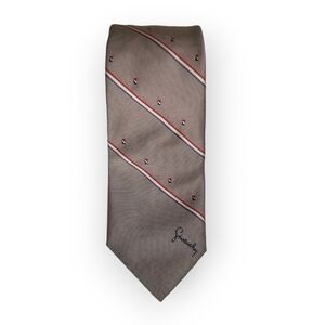 Givenchy vintage neck tie gray red white blue stripes spell out